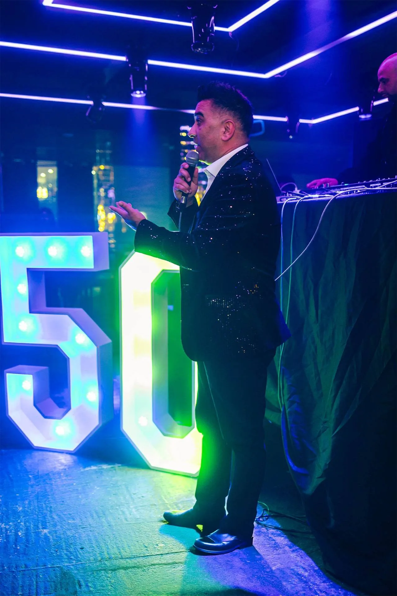 Giant illuminated LED numbers at a celebration